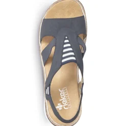 Clearance Rieker Damskie Sandaly Na Koturnie W Kolorze Blekitu Pacyfiku
