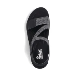 Discount Rieker Damskie Sandaly Z Paskami, Asfaltowo-Czarne