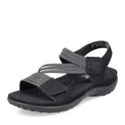 Discount Rieker Damskie Sandaly Z Paskami, Asfaltowo-Czarne