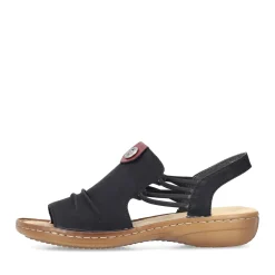 Clearance Rieker Damskie Sandaly Z Paskami, Asfaltowo-Czarne