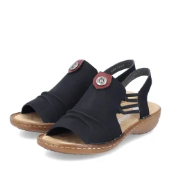 Clearance Rieker Damskie Sandaly Z Paskami, Asfaltowo-Czarne