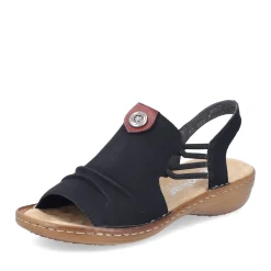 Clearance Rieker Damskie Sandaly Z Paskami, Asfaltowo-Czarne