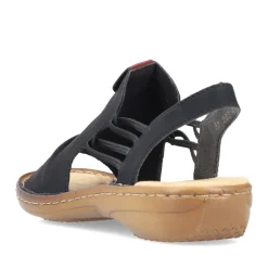 Clearance Rieker Damskie Sandaly Z Paskami, Asfaltowo-Czarne