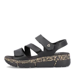 Fashion Rieker Damskie Sandaly Z Paskami, Asfaltowo-Czarne