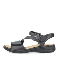 Fashion Rieker Damskie Sandaly Z Paskami, Asfaltowo-Czarne
