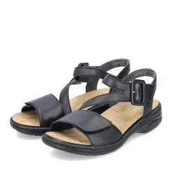 Fashion Rieker Damskie Sandaly Z Paskami, Asfaltowo-Czarne