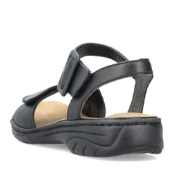 Fashion Rieker Damskie Sandaly Z Paskami, Asfaltowo-Czarne