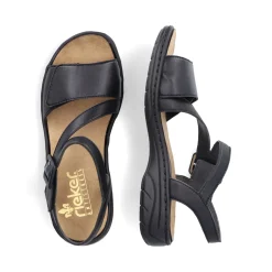 Fashion Rieker Damskie Sandaly Z Paskami, Asfaltowo-Czarne