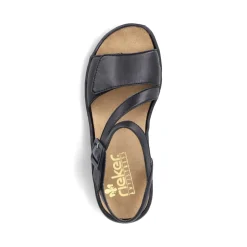 Fashion Rieker Damskie Sandaly Z Paskami, Asfaltowo-Czarne