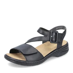 Fashion Rieker Damskie Sandaly Z Paskami, Asfaltowo-Czarne