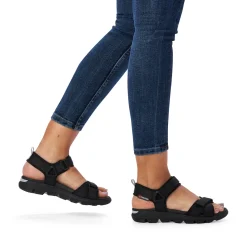 Outlet Rieker Damskie Sandaly Trekkingowe Deep Black