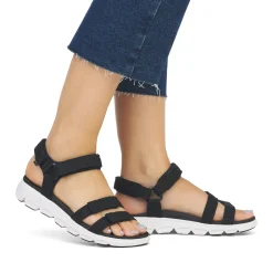 Fashion Rieker Damskie Sandaly Trekkingowe Deep Black