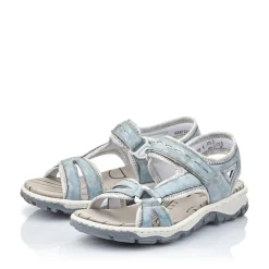 Fashion Rieker Damskie Sandaly Trekkingowe W Kolorze Blekitnym