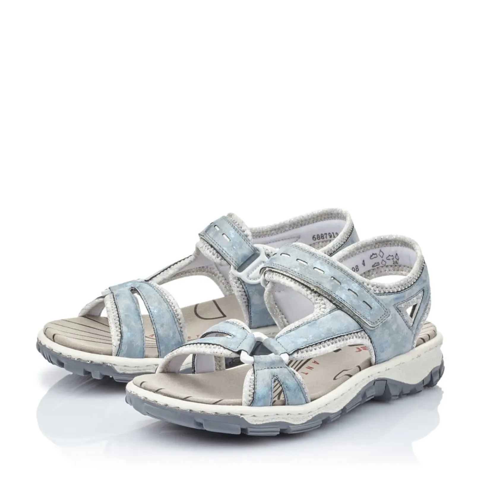 Fashion Rieker Damskie Sandaly Trekkingowe W Kolorze Blekitnym