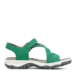 Fashion Rieker Damskie Sandaly Trekkingowe W Kolorze Trawiastej Zieleni