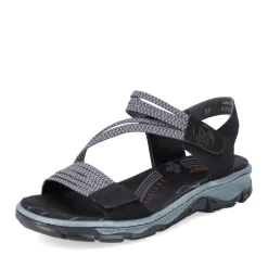 Clearance Rieker Damskie Sandaly Trekkingowe W Kolorze Grafitowo-Czarnym