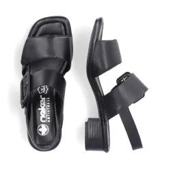 Discount Rieker Damskie Sandaly Z Paskami W Kolorze Czarnym, Blyszczacym