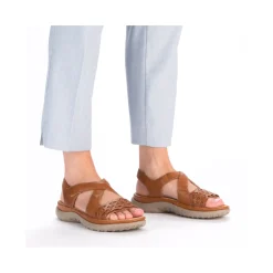 Fashion Rieker Damskie Sandaly Z Paskami W Kolorze Orzechowego Brazu
