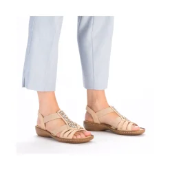 Discount Rieker Damskie Sandaly Z Paskami W Kolorze Jasnobrazowym