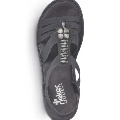 Outlet Rieker Damskie Sandaly Z Paskami , W Kolorze Nocnej Czerni