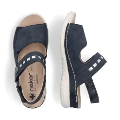 Fashion Rieker Damskie Sandaly Z Paskami , Stalowo-Niebieskie