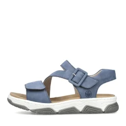 Fashion Rieker Damskie Sandaly Z Paskami W Kolorze Lupkowo-Niebieskim