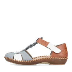 Fashion Rieker Damskie Sandaly Z Paskami W Kolorze Blekitno-Orzechowym