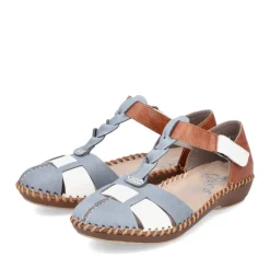 Fashion Rieker Damskie Sandaly Z Paskami W Kolorze Blekitno-Orzechowym