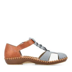 Fashion Rieker Damskie Sandaly Z Paskami W Kolorze Blekitno-Orzechowym
