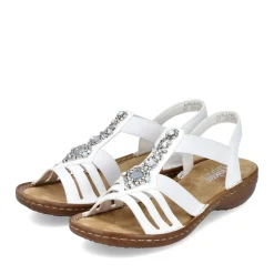 New Rieker Damskie Sandaly Z Paskami W Kolorze Liliowo-Bialym