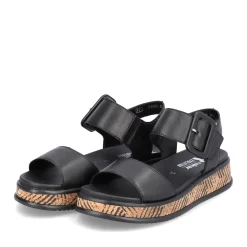 Fashion Rieker Damskie Sandaly Z Paskami Midnight Black
