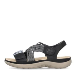 Fashion Rieker Damskie Sandaly Z Paskami , W Kolorze Nocnej Czerni