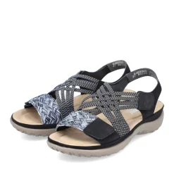 Fashion Rieker Damskie Sandaly Z Paskami , W Kolorze Nocnej Czerni