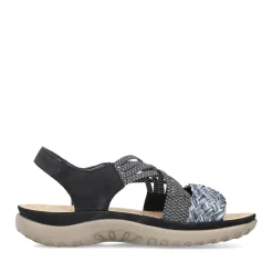 Fashion Rieker Damskie Sandaly Z Paskami , W Kolorze Nocnej Czerni