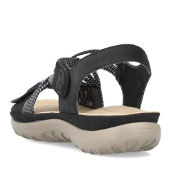 Fashion Rieker Damskie Sandaly Z Paskami , W Kolorze Nocnej Czerni