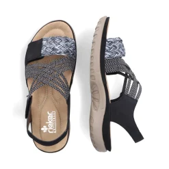 Fashion Rieker Damskie Sandaly Z Paskami , W Kolorze Nocnej Czerni