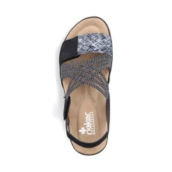 Fashion Rieker Damskie Sandaly Z Paskami , W Kolorze Nocnej Czerni