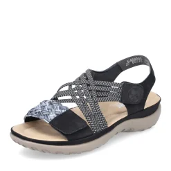 Fashion Rieker Damskie Sandaly Z Paskami , W Kolorze Nocnej Czerni