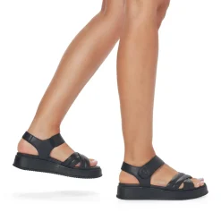 Best Rieker Damskie Sandaly Z Paskami Midnight Black