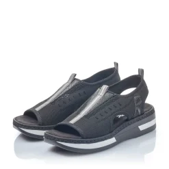 Clearance Rieker Damskie Sandaly Z Paskami , W Kolorze Nocnej Czerni