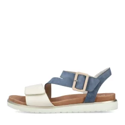 Fashion Rieker Damskie Sandaly Z Paskami W Kolorze Blekitu Pacyfiku I Starej Bieli
