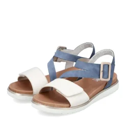 Fashion Rieker Damskie Sandaly Z Paskami W Kolorze Blekitu Pacyfiku I Starej Bieli