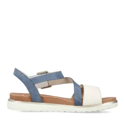 Fashion Rieker Damskie Sandaly Z Paskami W Kolorze Blekitu Pacyfiku I Starej Bieli
