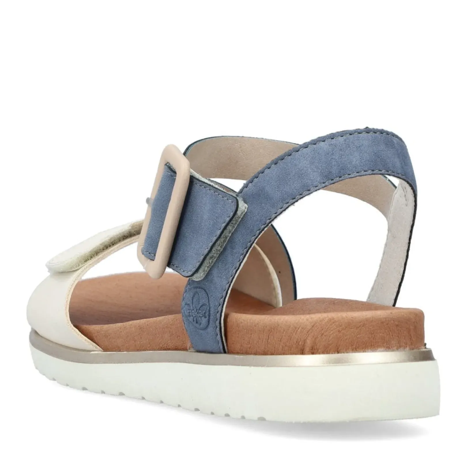 Fashion Rieker Damskie Sandaly Z Paskami W Kolorze Blekitu Pacyfiku I Starej Bieli