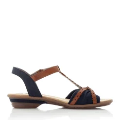 Discount Rieker Damskie Sandaly Z Paskami W Kolorze Morskiego Niebiesko-Brazowego