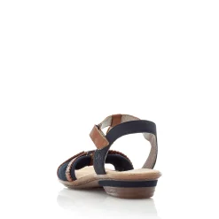 Discount Rieker Damskie Sandaly Z Paskami W Kolorze Morskiego Niebiesko-Brazowego