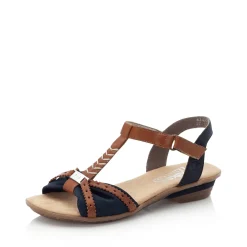 Discount Rieker Damskie Sandaly Z Paskami W Kolorze Morskiego Niebiesko-Brazowego