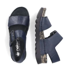 Outlet Rieker Damskie Sandaly Z Paskami , Stalowo-Niebieskie