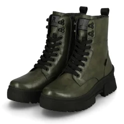 Outlet Rieker Damskie Sznurowane Buty W Kolorze Wojskowej Zieleni I Czerni