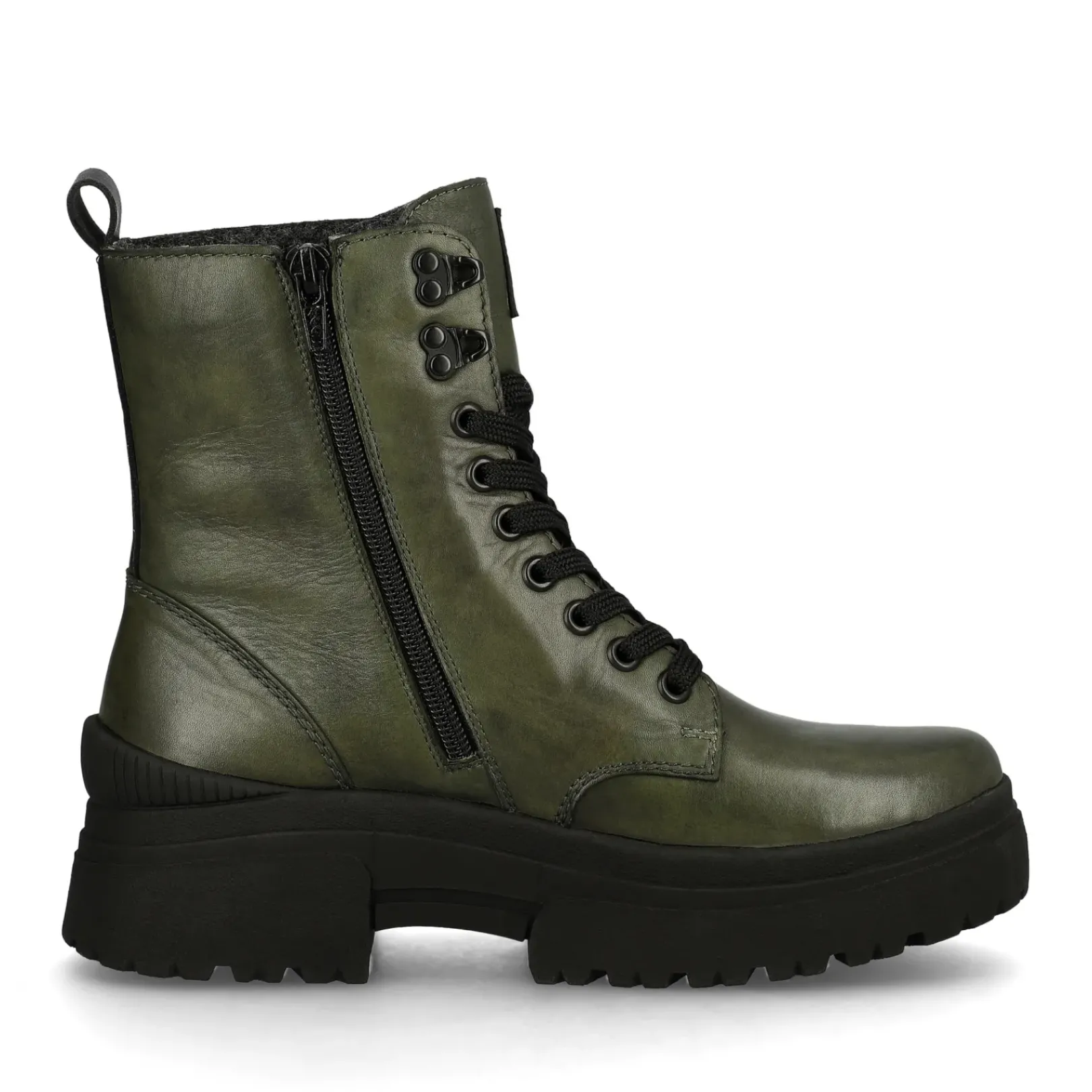 Outlet Rieker Damskie Sznurowane Buty W Kolorze Wojskowej Zieleni I Czerni